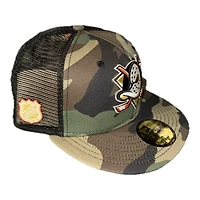 Anaheim Ducks Woodland Camo Black Trucker NHL Patch Green UV New Era 59FIFTY Fitted Hat