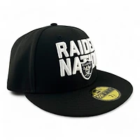 Las Vegas Raiders Nation Black and White Gray UV New Era 59FIFTY Fitted Hat