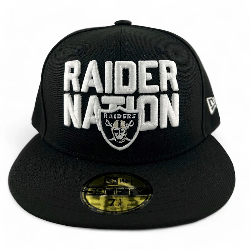 Las Vegas Raiders Nation Black and White Gray UV New Era 59FIFTY Fitted Hat