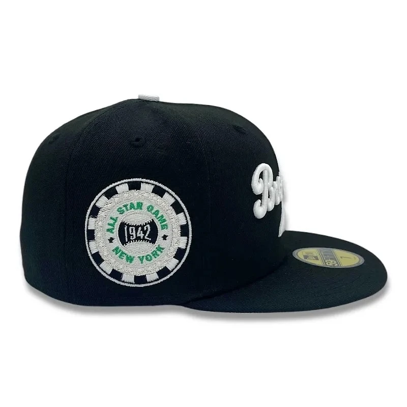 Brooklyn Dodgers Black and White Script 1942 ASG Patch Gray UV New Era 59FIFTY Fitted Hat