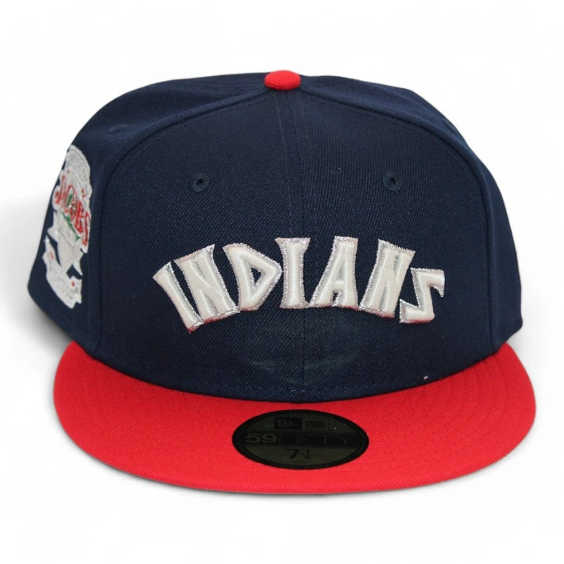 Cleveland Indians Navy and Red "DPM Stock Pack" Inaugural Season Side Patch Gray UV New Era 59Fifty Fitted Hat