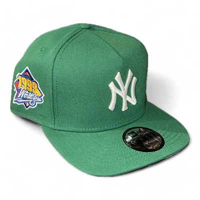 New York Yankees Green 1999 WS Patch Gray UV New Era A-Frame Snapback Hat