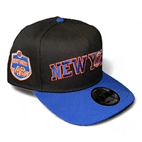 New York Knicks Black and Royal Blue 46th Patch Gray UV New Era A-Frame Snapback Hat
