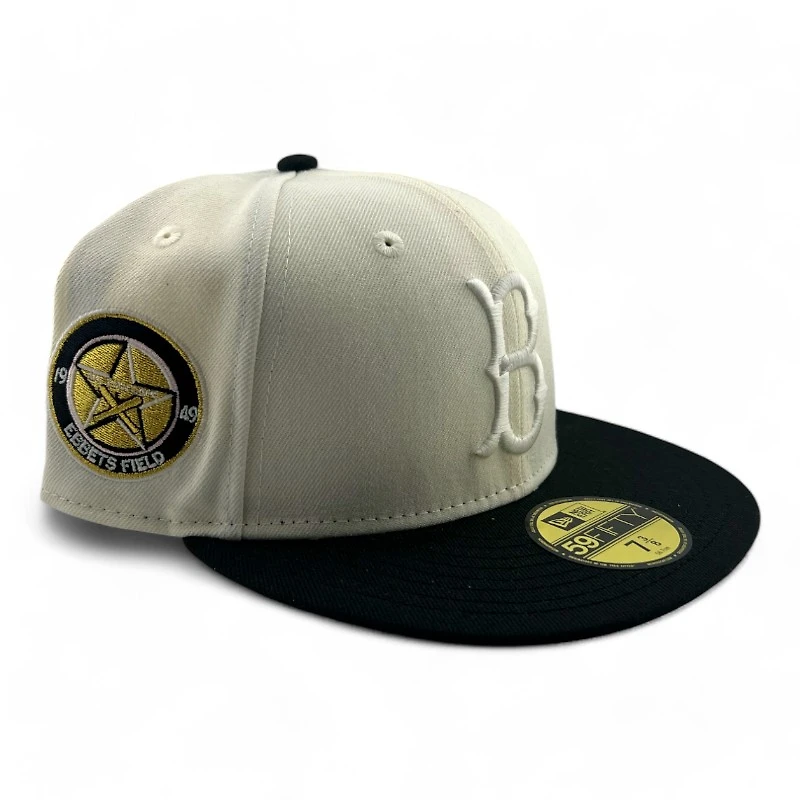 Brooklyn Dodgers Chrome and Black Ebbets Field Patch Pink UV New Era 59FIFTY Fitted Hat