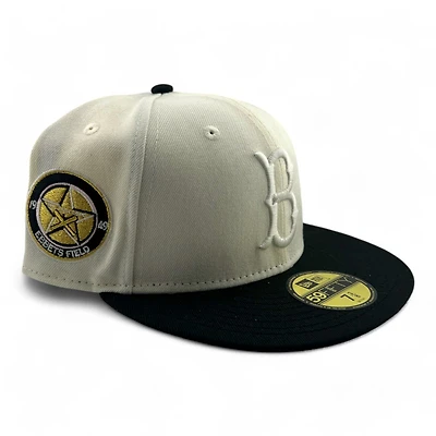 Brooklyn Dodgers Chrome and Black Ebbets Field Patch Pink UV New Era 59FIFTY Fitted Hat