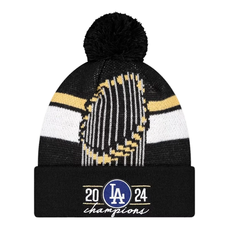 Los Angeles Dodgers 2024 World Series Champions Locker Room New Era Cuffed Knit Hat with Pom
