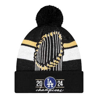 Los Angeles Dodgers 2024 World Series Champions Locker Room New Era Cuffed Knit Hat with Pom