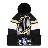 Los Angeles Dodgers 2024 World Series Champions Locker Room New Era Cuffed Knit Hat with Pom