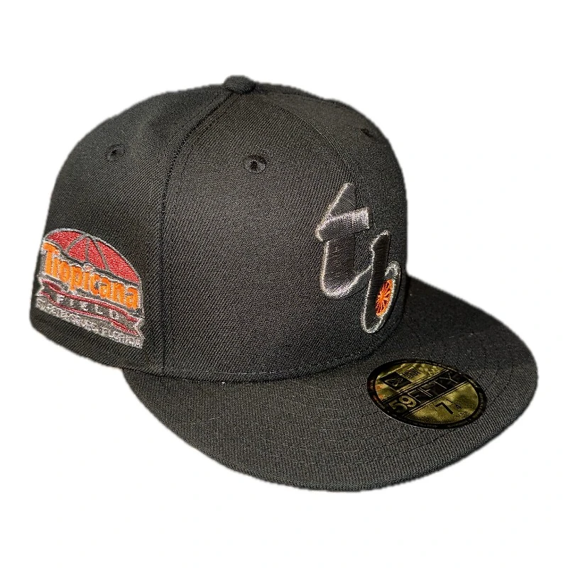 Tampa Bay Rays Black Cooperstown Tropicana Field Patch Gray UV New Era 59FIFTY Fitted Hat