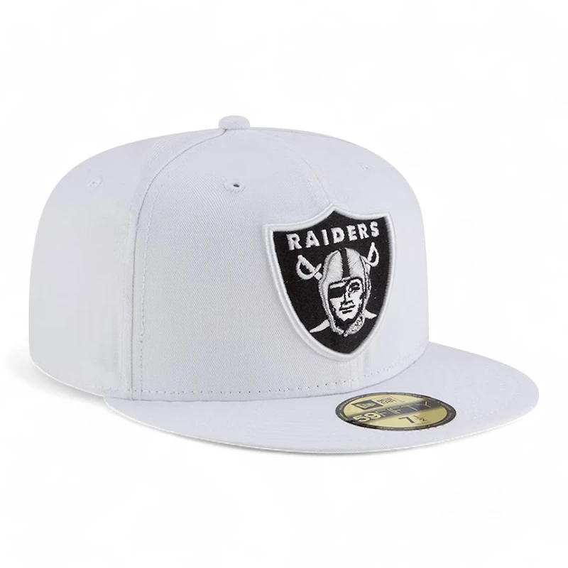 Las Vegas Raiders White with Black Logo Gray UV 59FIFTY Fitted Hat