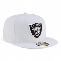 Las Vegas Raiders White with Black Logo Gray UV 59FIFTY Fitted Hat