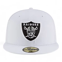 Las Vegas Raiders White with Black Logo Gray UV 59FIFTY Fitted Hat