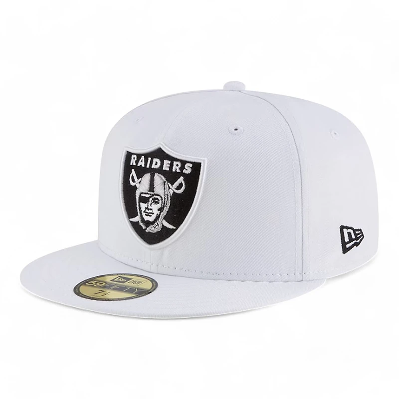 Las Vegas Raiders White with Black Logo Gray UV 59FIFTY Fitted Hat