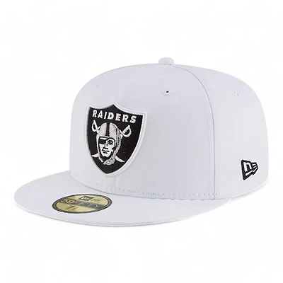 Las Vegas Raiders White with Black Logo Gray UV 59FIFTY Fitted Hat