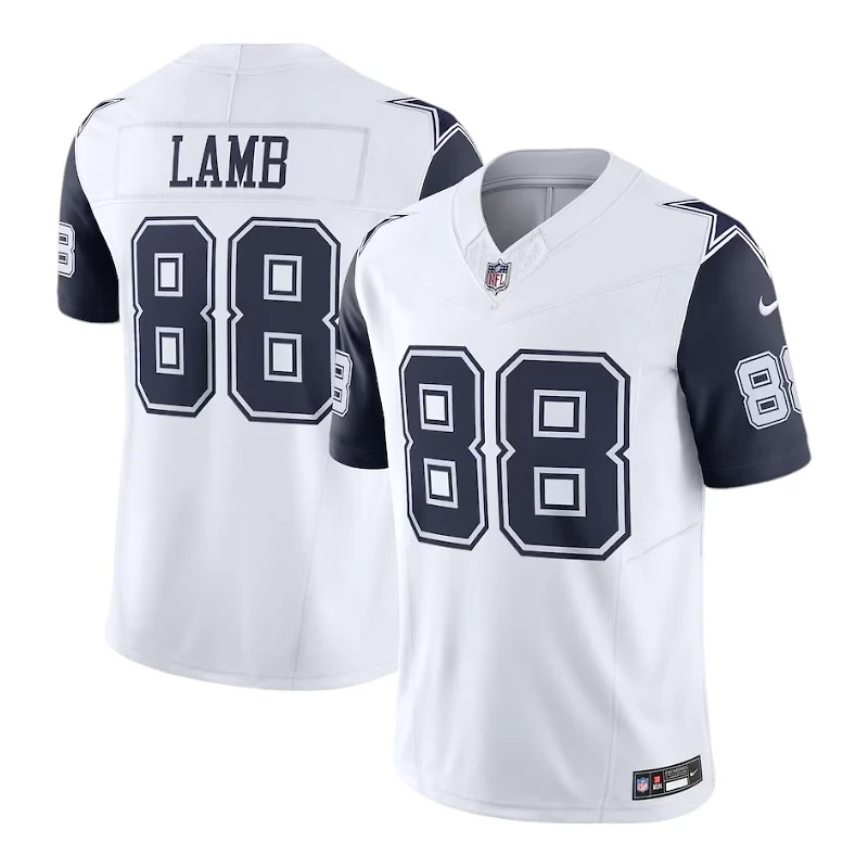 Dallas Cowboys CeeDee Lamb White and Navy Nike Vapor F.U.S.E Limited Jersey