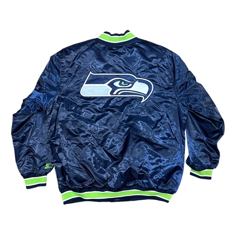 Seattle Seahawks Navy 2024 Pro Image Exclusive GIII Full Snap Satin Starter Jacket