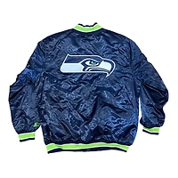 Seattle Seahawks Navy 2024 Pro Image Exclusive GIII Full Snap Satin Starter Jacket