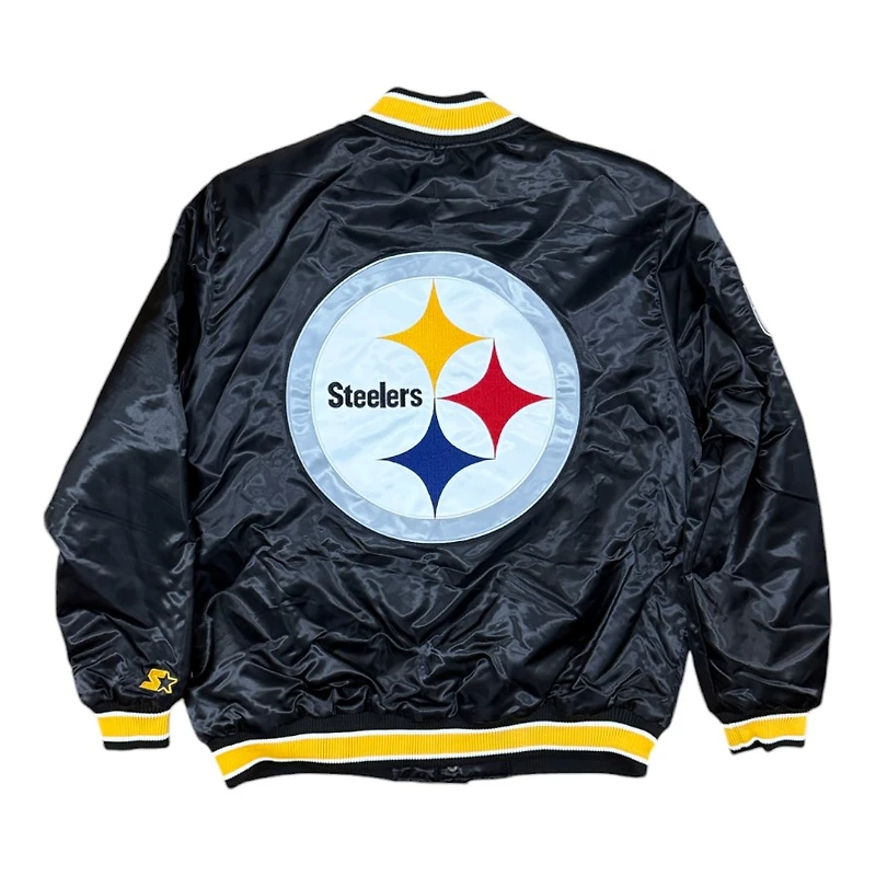Pittsburgh Steelers Black 2024 Pro Image Exclusive GIII Full Snap Satin Starter Jacket