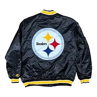 Pittsburgh Steelers Black 2024 Pro Image Exclusive GIII Full Snap Satin Starter Jacket