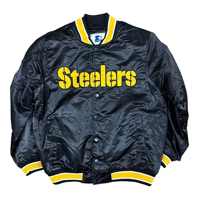Pittsburgh Steelers Black 2024 Pro Image Exclusive GIII Full Snap Satin Starter Jacket