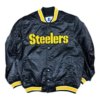 Pittsburgh Steelers Black 2024 Pro Image Exclusive GIII Full Snap Satin Starter Jacket