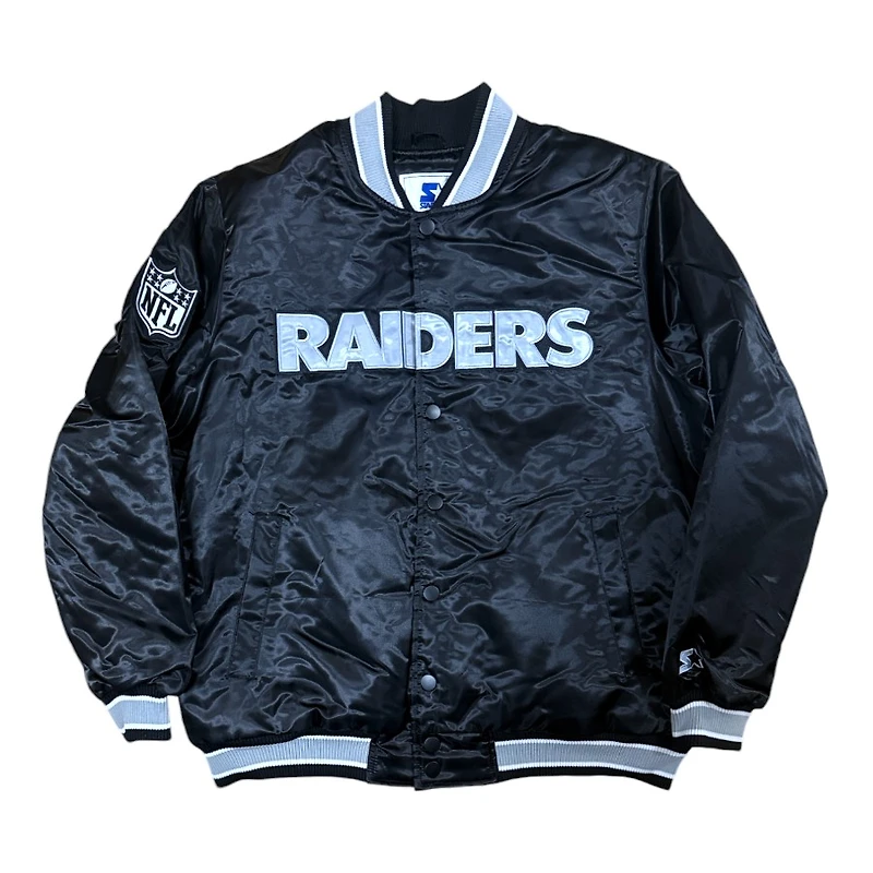 Las Vegas Raiders Black 2024 Pro Image Exclusive GIII Full Snap Satin Starter Jacket