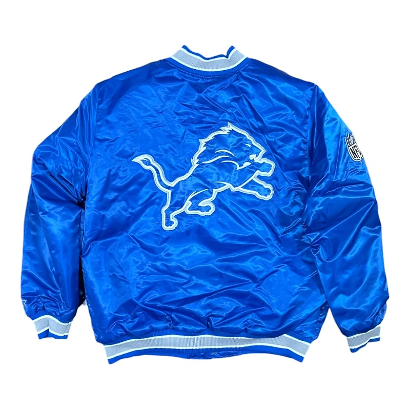Detroit Lions Blue 2024 Pro Image Exclusive GIII Full Snap Satin Starter Jacket