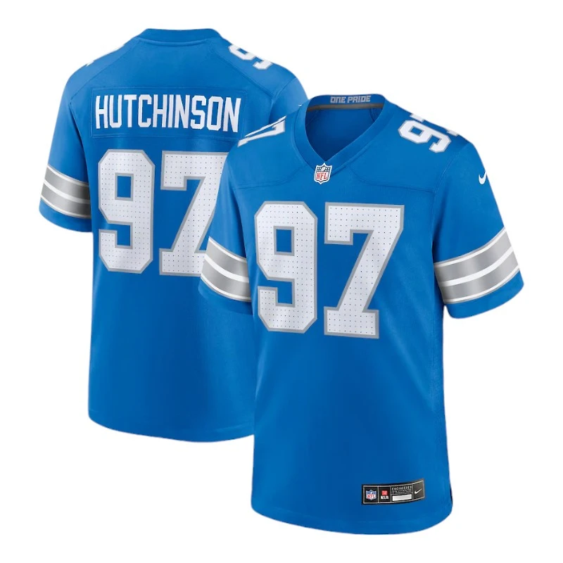 Detroit Lions Aidan Hutchinson Blue Nike Team Game Jersey