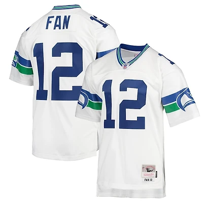 Seattle Seahawks 12 Fan Retro White Throwback Mitchell & Ness Legacy Jersey