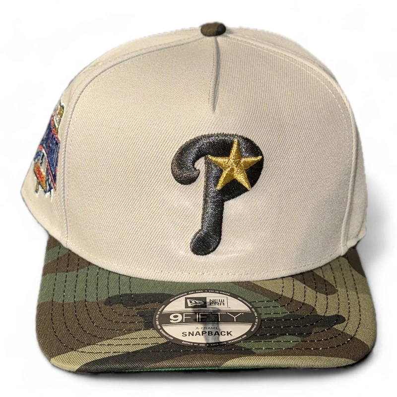 Philadelphia Phillies Stone and Woodland Camo 1996 ASG Patch Green UV New Era A-Frame Snapback Hat