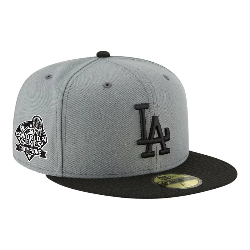 Los Angeles Dodgers Grey and Black 2024 WS Champs Patch Gray UV New Era 59FIFTY Fitted Hat