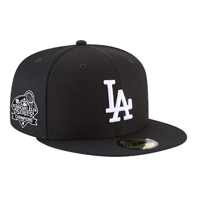 Los Angeles Dodgers Black and White 2024 WS Champs Patch Gray UV New Era 59FIFTY Fitted Hat