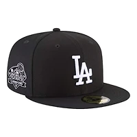 Los Angeles Dodgers Black and White 2024 WS Champs Patch Gray UV New Era 59FIFTY Fitted Hat