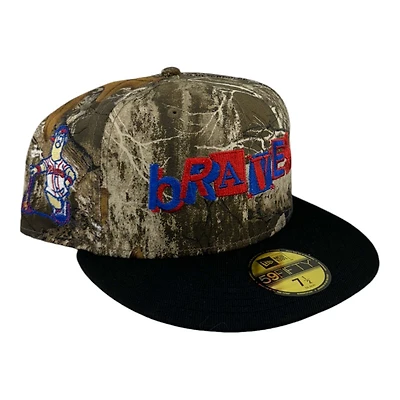 Atlanta Braves Realtree and Black Blooper Mascot Patch Grey UV New Era 59FIFTY Fitted Hat