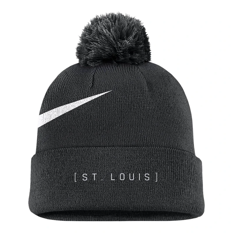 St. Louis Cardinals Black Pom Cuffed Nike Knit Beanie Hat