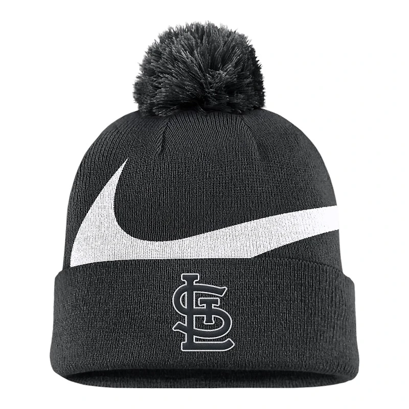 St. Louis Cardinals Black Pom Cuffed Nike Knit Beanie Hat