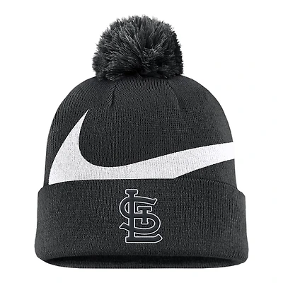 St. Louis Cardinals Black Pom Cuffed Nike Knit Beanie Hat