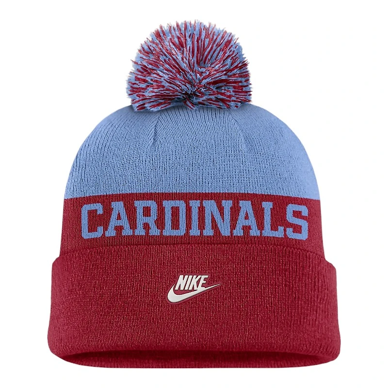 St. Louis Cardinals Light Blue and Red Retro Pom Cuffed Nike Knit Beanie Hat