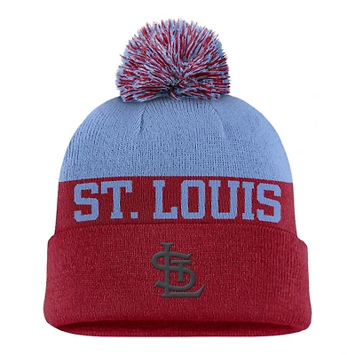 St. Louis Cardinals Light Blue and Red Retro Pom Cuffed Nike Knit Beanie Hat