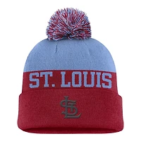St. Louis Cardinals Light Blue and Red Retro Pom Cuffed Nike Knit Beanie Hat