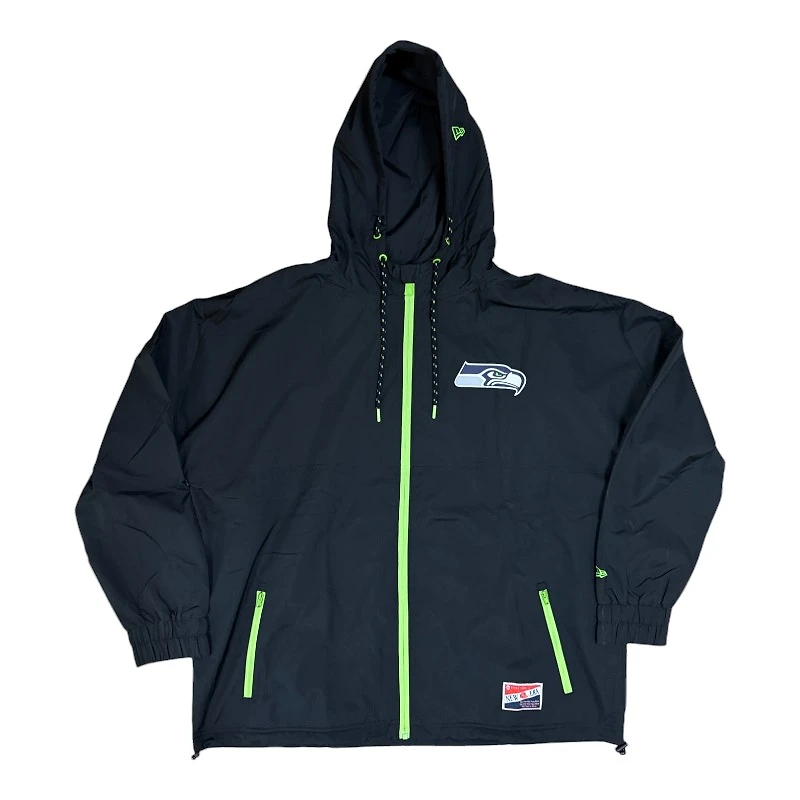 Seattle Seahawks Black Pro Image Exclusive New Era Lightweight Windbreaker Jacket