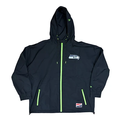 Seattle Seahawks Black Pro Image Exclusive New Era Lightweight Windbreaker Jacket