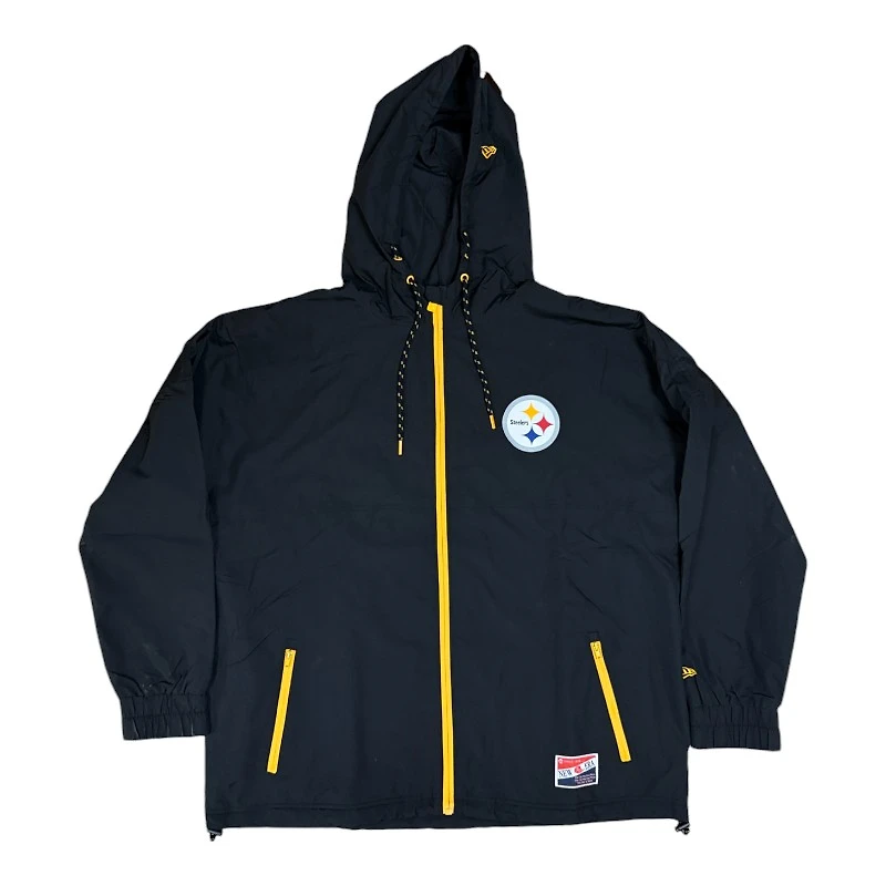 Pittsburgh Steelers Black Pro Image Exclusive New Era Lightweight Windbreaker Jacket