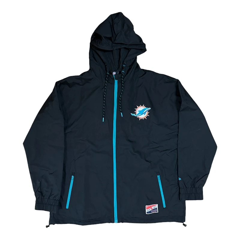Miami Dolphins Black Pro Image Exclusive New Era Lightweight Windbreaker Jacket