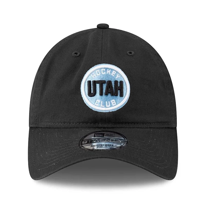 Utah Hockey Club Black Basic Blue Circle Logo NHL New Era 9TWENTY Adjustable Hat