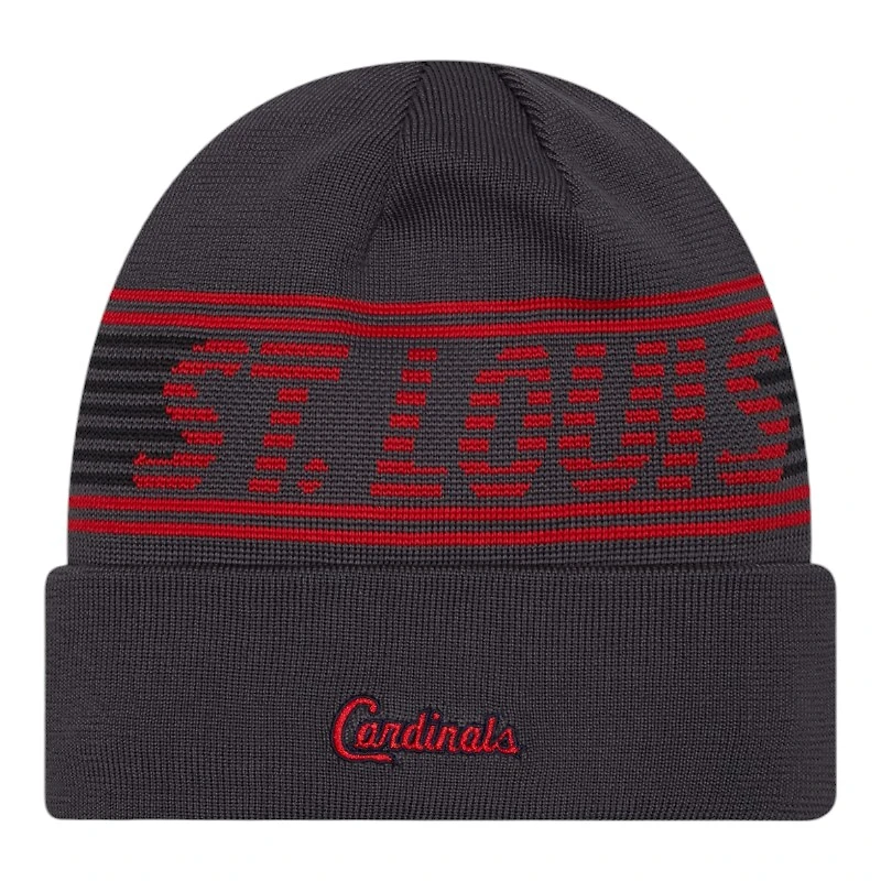 St. Louis Cardinals Graphite and Red Knit Beanie Hat