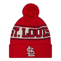 St. Louis Cardinals Red and White Pom Cuffed Knit Beanie Hat