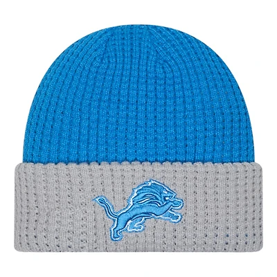 Detroit Lions Blue and Gray Waffled Knit Beanie Hat