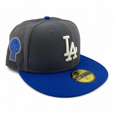 Los Angeles Dodgers Graphite and Royal Blue 1981 Bicentennial Patch Grey UV New Era 59FIFTY Fitted Hat