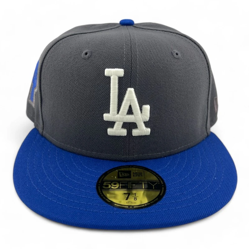 Los Angeles Dodgers Graphite and Royal Blue 1981 Bicentennial Patch Grey UV New Era 59FIFTY Fitted Hat